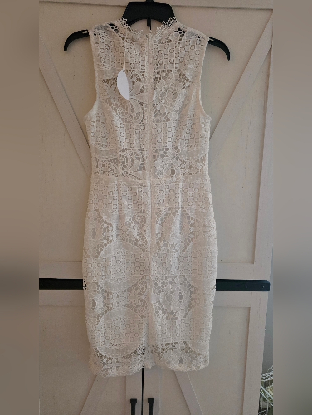 White Lace Sheath Dress - Classic Women's Dress - Picture 5 of 7